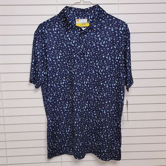 New Jack Nicklaus Eco Choice Mens Navy Vacation Print Polo Golf Shirt SMALL XXL - Picture 1 of 9